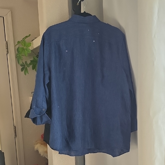 LRL Ralph Lauren Blue Button Down Linen Shirt 2x - Picture 4 of 11